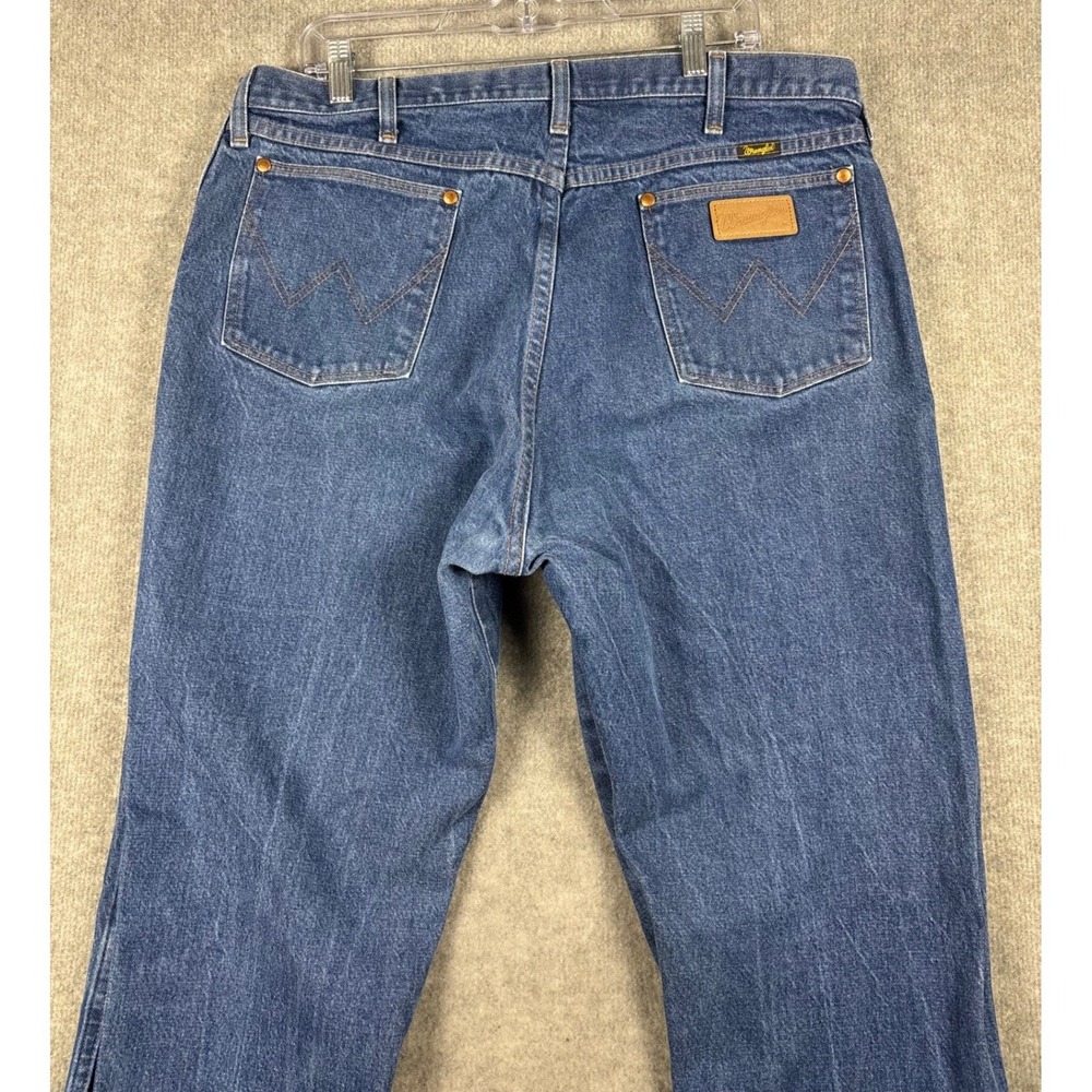 VTG Wrangler 13MWZ Cowboy Cut Jeans Made in USA 38x35 Blue Denim - Picture 4 of 10